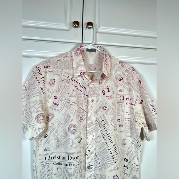Dior Short-Sleeve Newspaper Print - Pink Blue - Picture 3 of 6